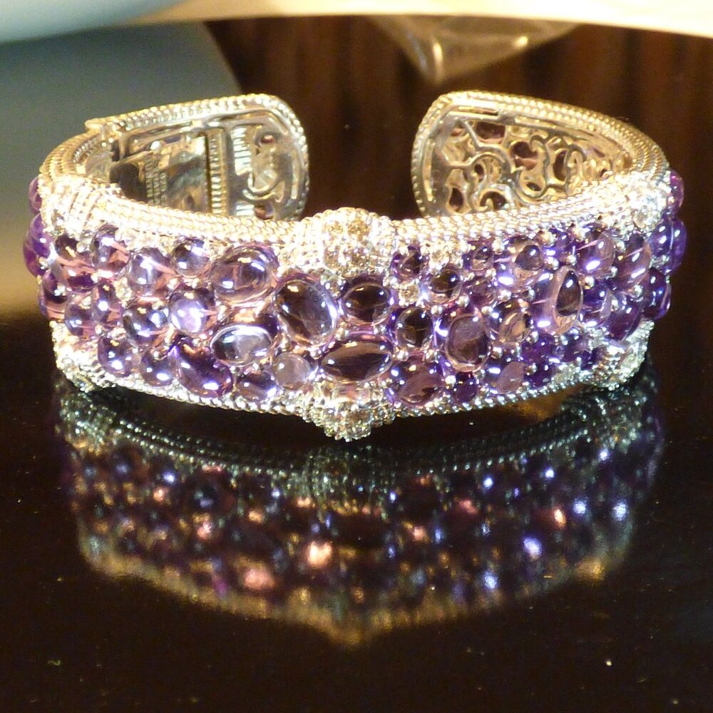 Judith Ripka Aurora Purple Amethyst Cuff Bracelet SMALL NIB